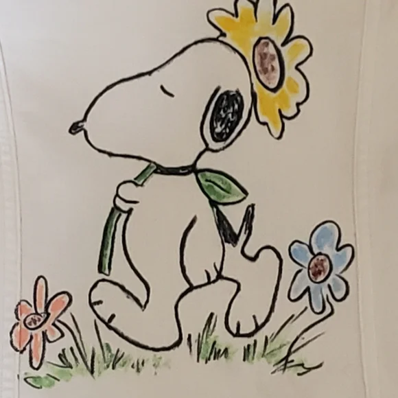 Custom Painted Snoopy & Sunflowers Denim Jacket - Picture 7 of 11